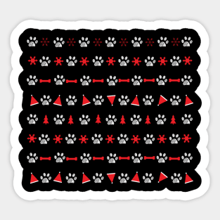 Striped black and red pattern with paw prints II Sticker